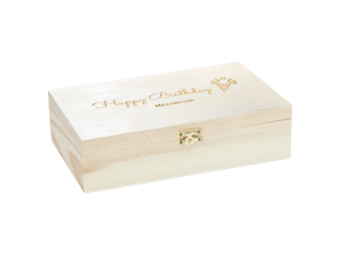 Happy Birthday Box mit Gravur geschlossen braun Holz