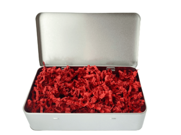 Metall-Geschenkbox mit rotem Sizzle-Pak
